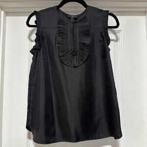 Jcrew Women's Black Sleeveless Silk Pleated Detail Top Size 2